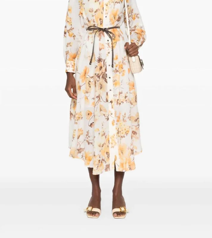 Best Online Clothing Boutiques Ottie Tuck Shirt Dress In Orange Floral