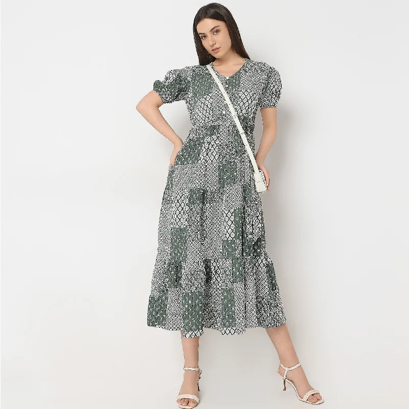 Casual Chic Flare Fit Printed Dress
