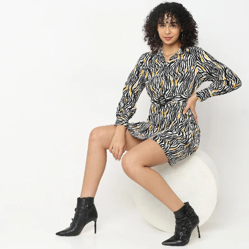 Street Style Fashion Relaxed Fit Animal Print Dress