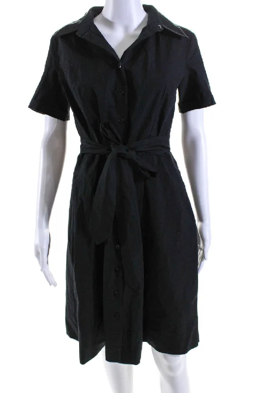Exclusive Sale Frances Valentine Womens Short Sleeve Belted A Line Shirt Dress Black Exclusive Sale Frances Valentine Womens Short Sleeve Belted A Line Shirt Dress Black