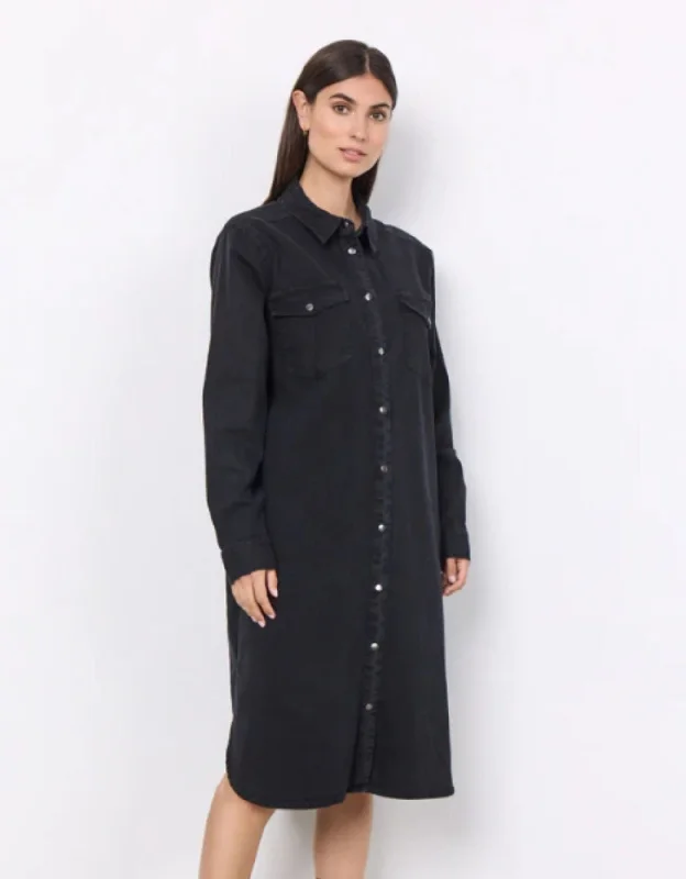 Trending Items Soya Concept Kiss 2 Denim Shirt Dress BLACK DENIM