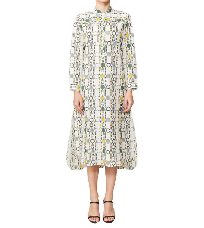 Timeless Classics Annalise Khadi Cotton Shirt Dress In Spheres