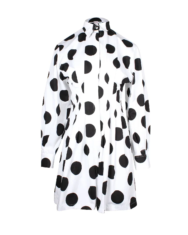 Cool Prices Carolina Herrera Oversized Polka Dot Shirt Dress in White and Black Cotton Cool Prices Carolina Herrera Oversized Polka Dot Shirt Dress in White and Black Cotton