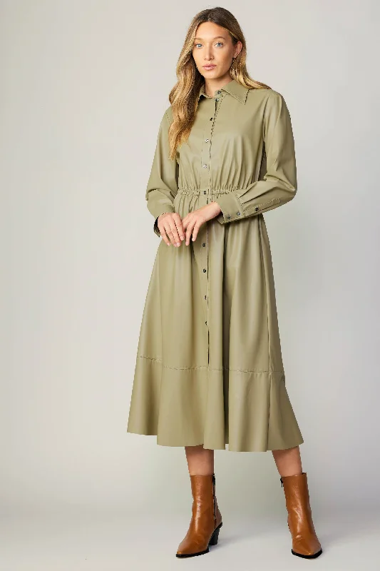 Cool Prices Vegan Leather Shirt Dress
