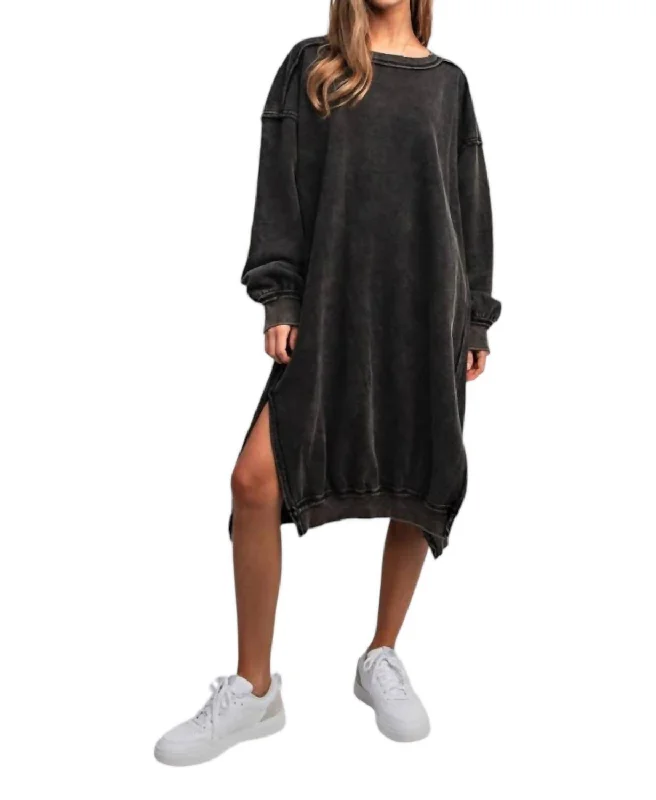 Shop Sale Items Bohemian Style Sweatshirt Dress In Black