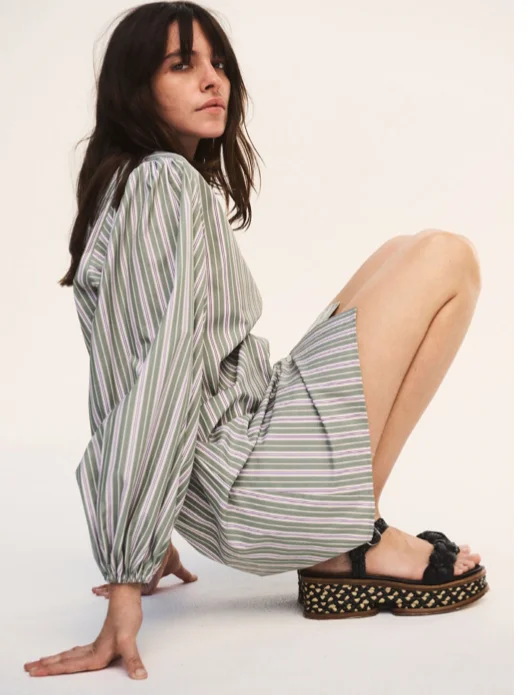 Stylish Savings gathered sleeve shirt dress