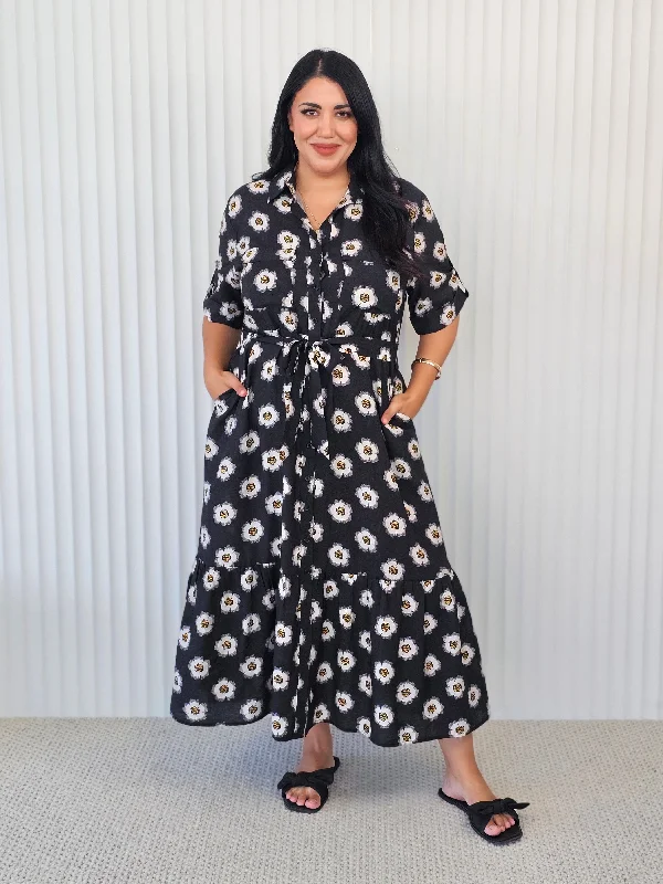 Trendy Aesthetics Raffles Shirt Dress- Poppy