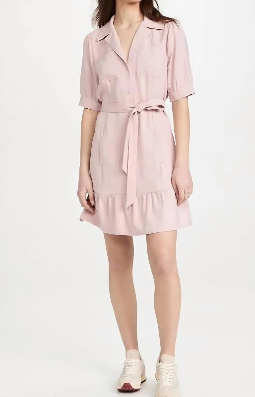 Wardrobe Refresh Mayslie Shirt Dress In Blush