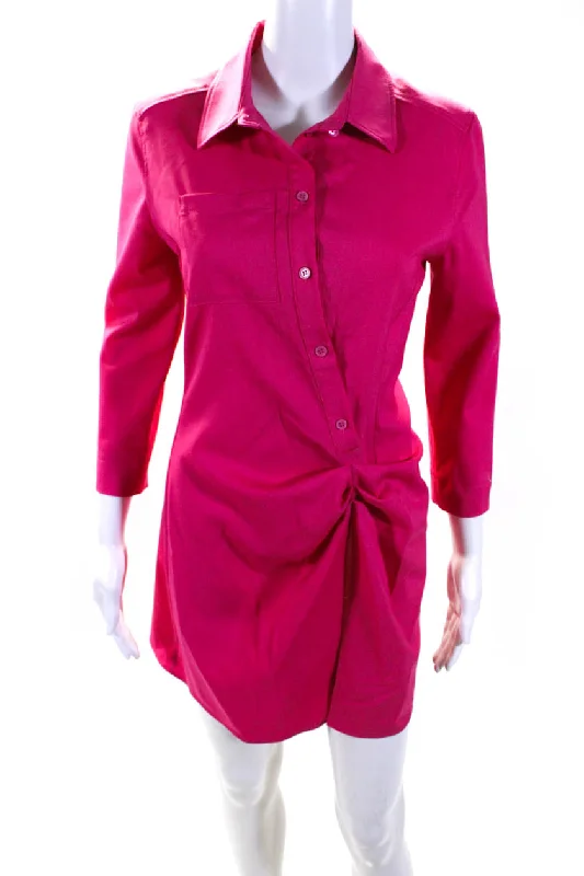 Affordable Online Boutiques Jacquemus Womens Asymmetrical Button Mini High Slit Shirt Dress Pink Affordable Online Boutiques Jacquemus Womens Asymmetrical Button Mini High Slit Shirt Dress Pink