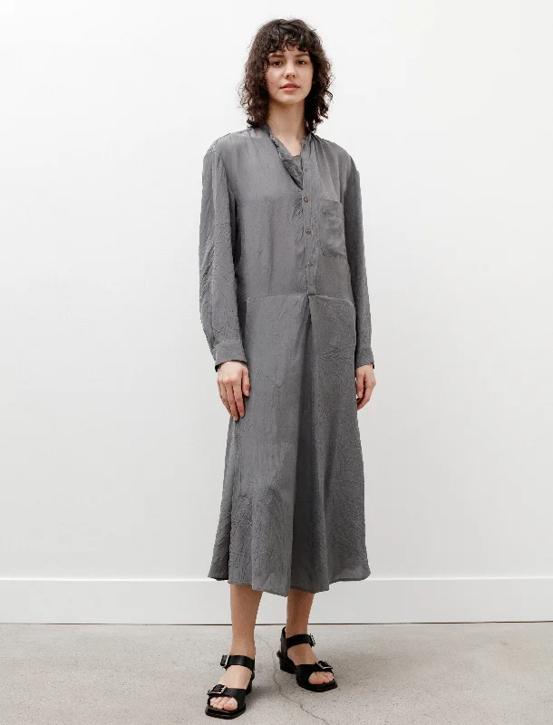 Limited Time Gusset Collar Shirt Dress Aluminum