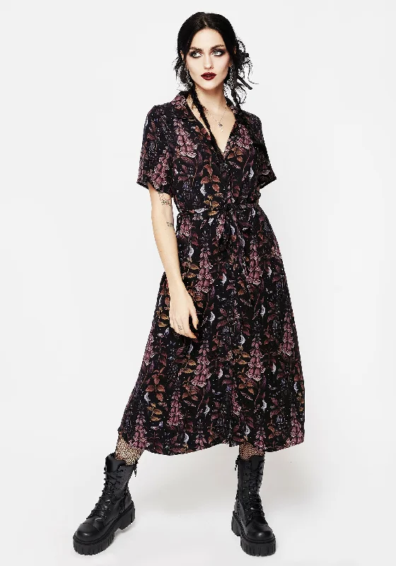 Classic Women's Fashion Foxglove Midi Shirt Dress