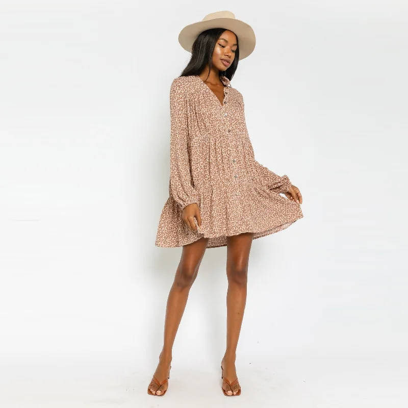 Bold Prints Casual Chic Poppy Floral Swing Shirt Dress