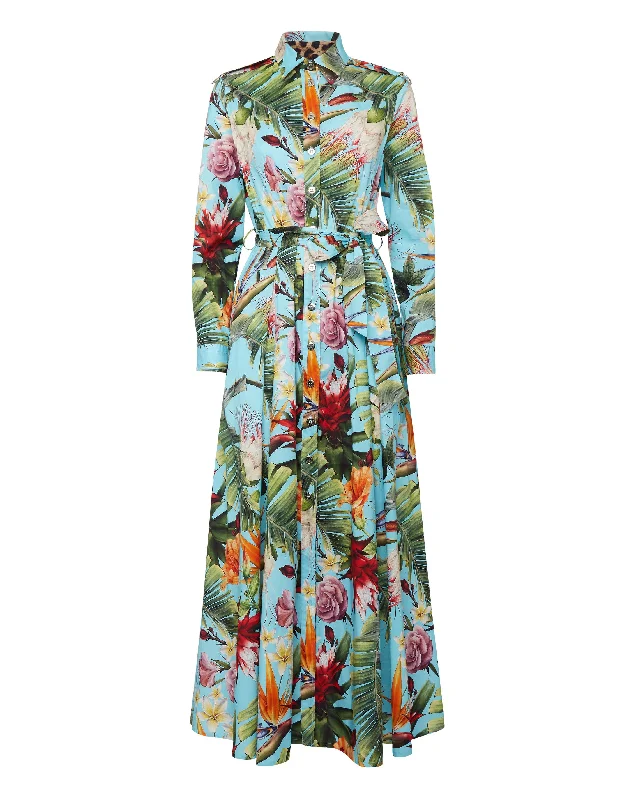 Stylish Looks Long Shirt Dress Flowers