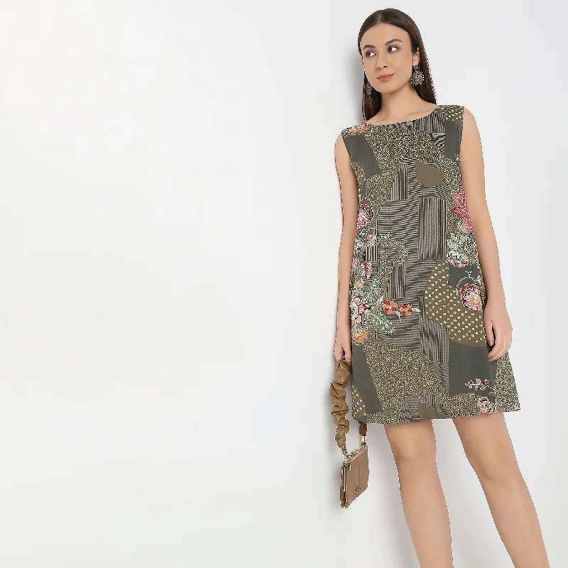 Modern Casual Clothing Straight Fit Printed Dress