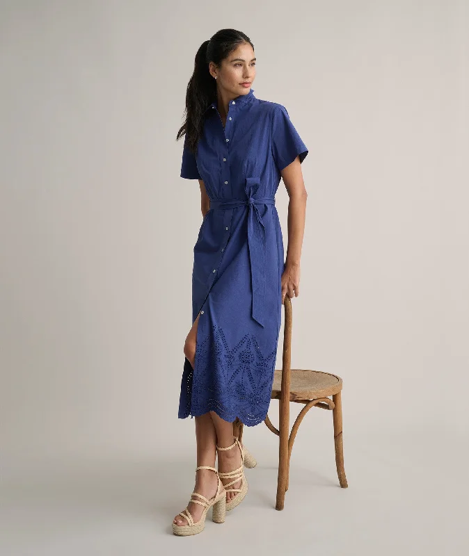 Flash Sale Online Stretch Cotton Eyelet Lillian Midi Shirt Dress