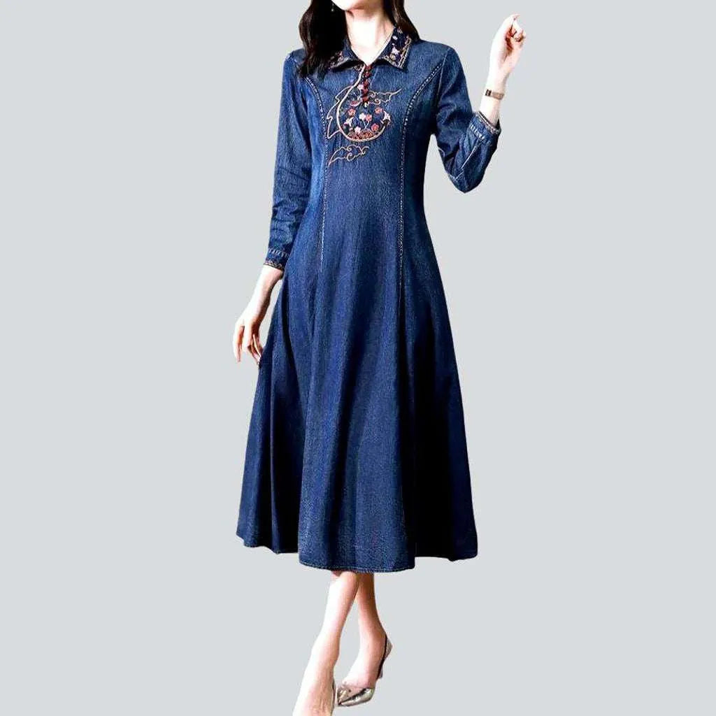 Relaxed Style Medium wash long jeans dress