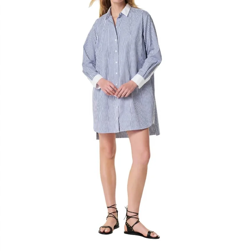 Chic Style, Always In Vogue The Best Poplin Striped Shirt Dress In Postal Blue Narrow Stripe