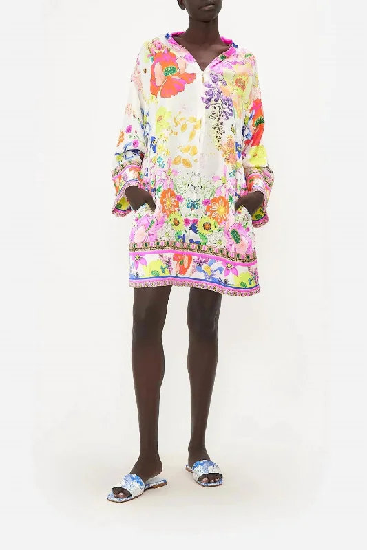 High End Women's Wear Zip Front Shirt Dress In Fairy Gang