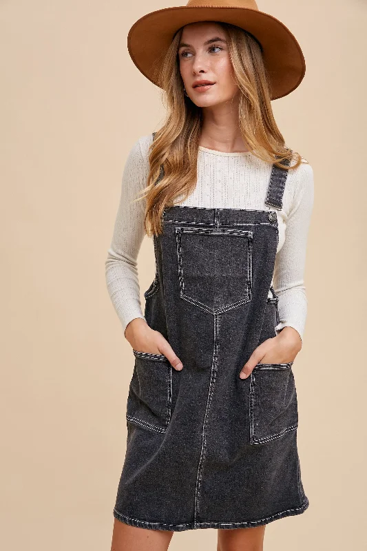 Odd Size Clearance Sale Black Denim Overall Dress