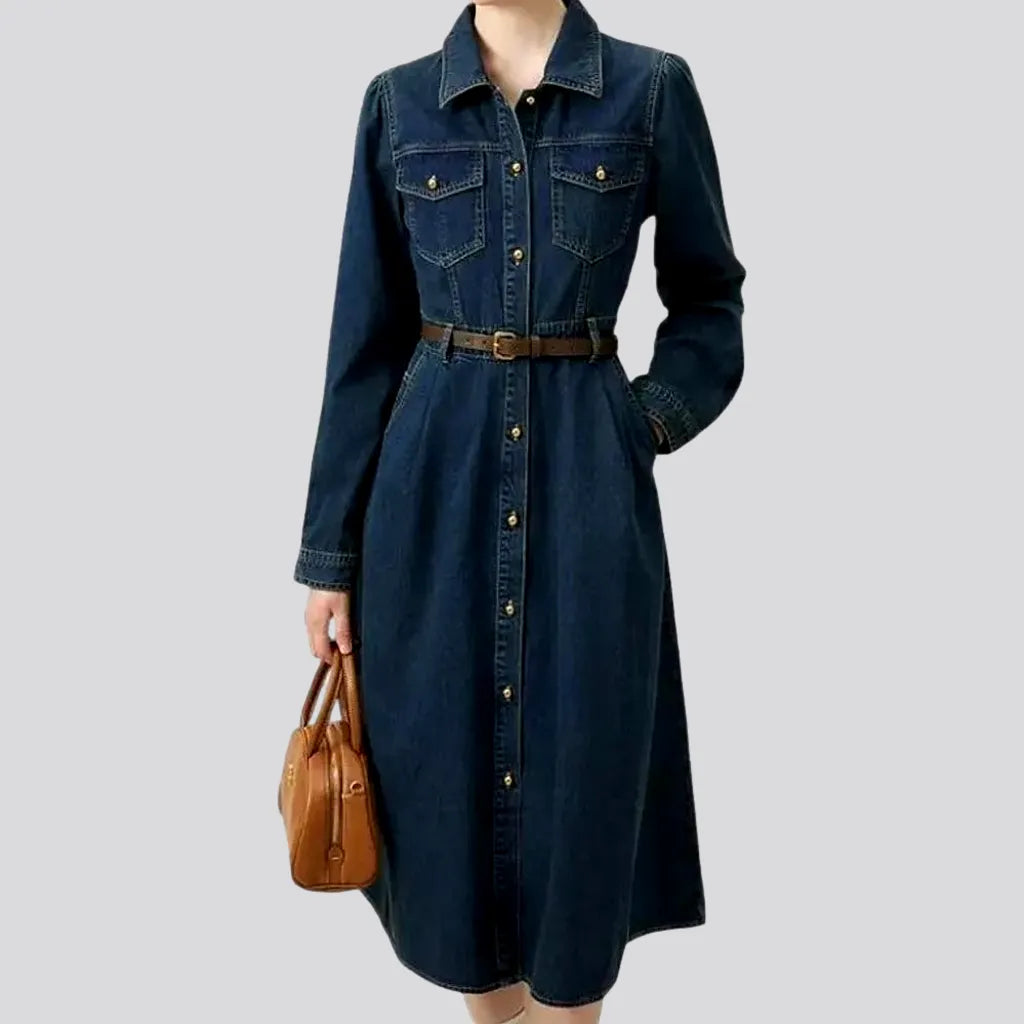 Online Boutique Clothing Casual dark bell-shaped jean dress
