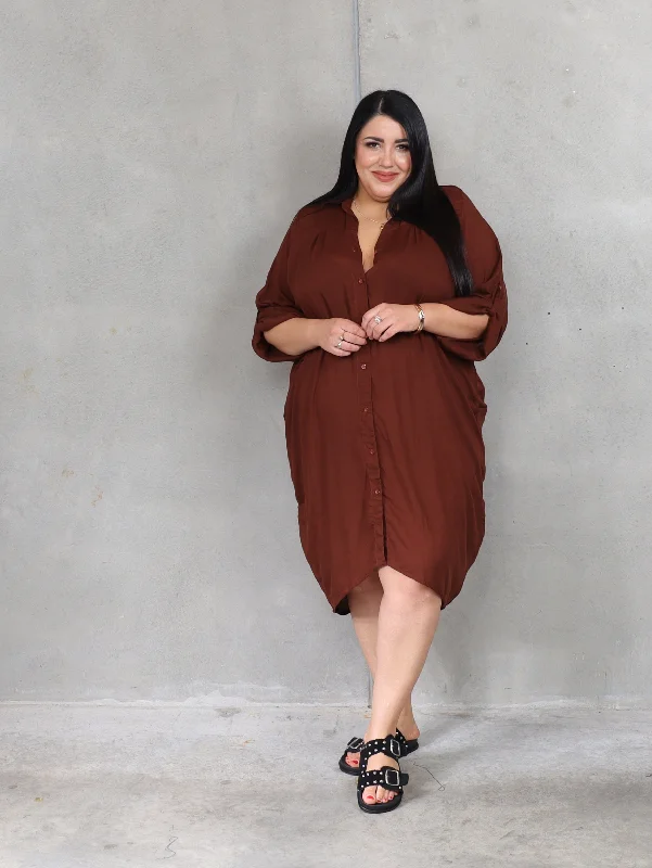 Trendy Outfits For Girls Corfu Shirt Dress - Cocoa