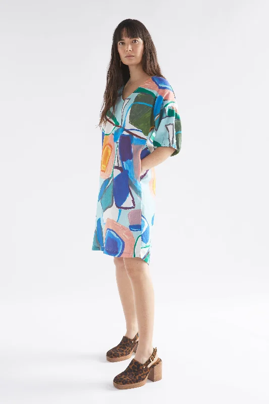 Earthy Tones Strom Linen Print Dress