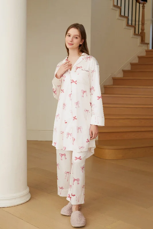 Discover Now Ribbon Pattern Satin Shirt Dress