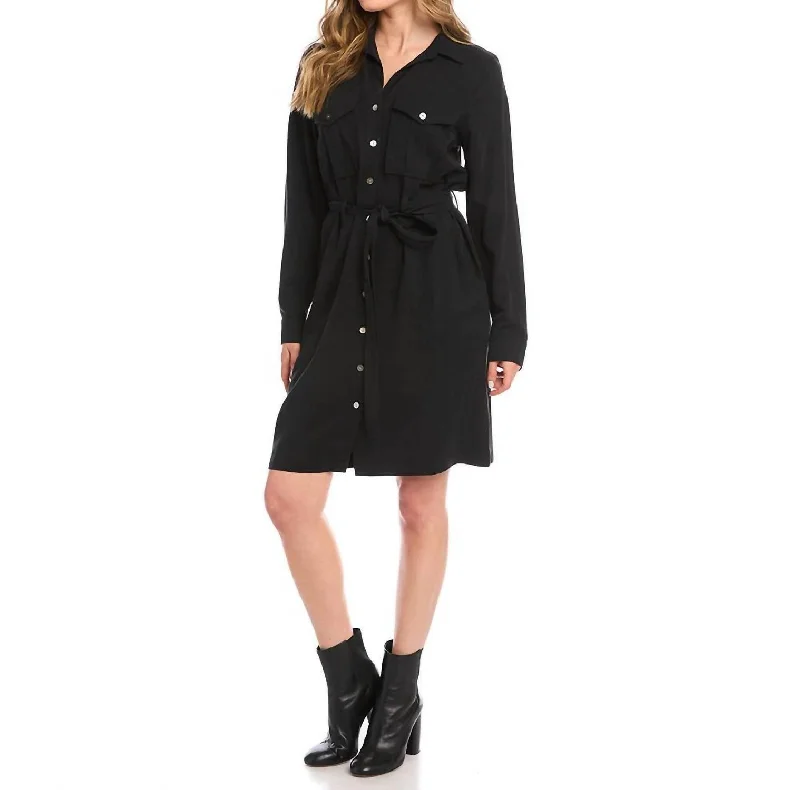 Trendy And Individual Women's Fashion Shirt Dress In Black