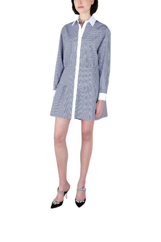Trend Setting Threads Charlotte Shirt Dress In Navy