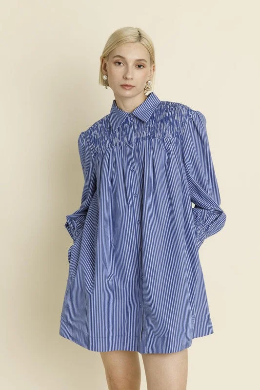 Trend Setting Wardrobe Smocked Stripe Shirt Dress
