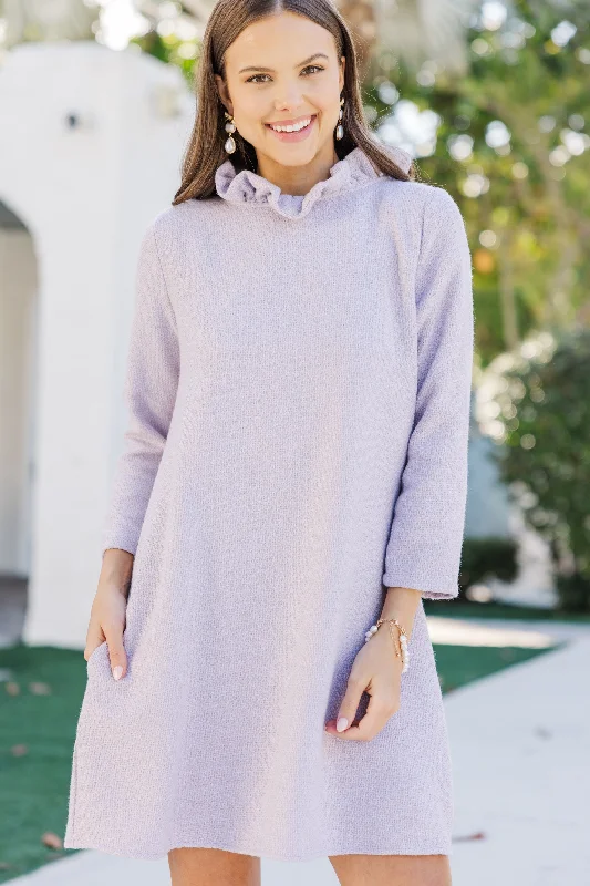 Glamorous Evening Wear This Is It Lavender Tweed Swing Dress
