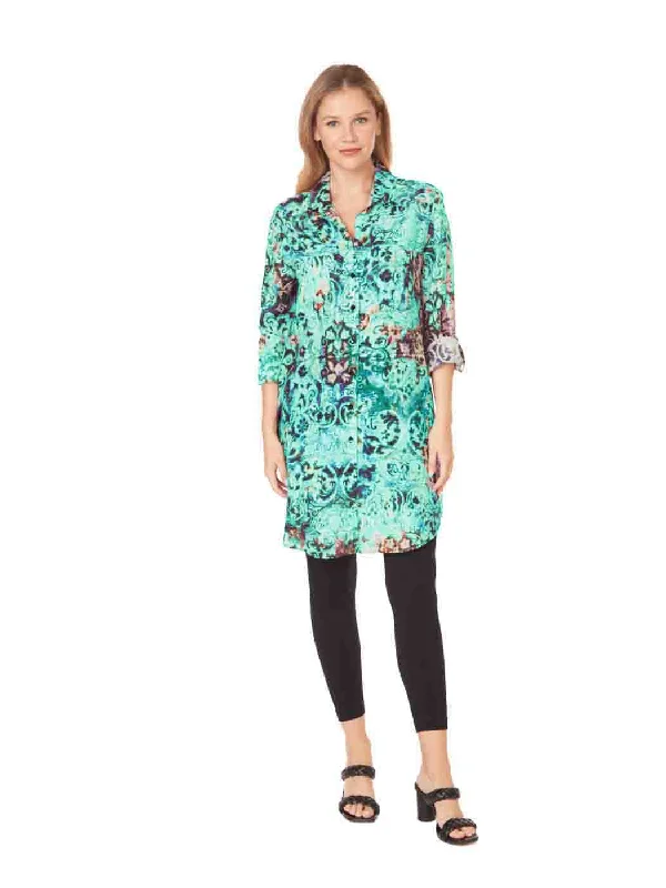 Women's Online Boutique Tianello Print "Bhakti"  Linen "Savoir" Shirt Dress - S