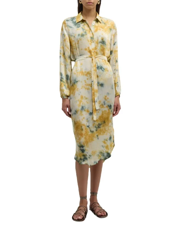 Runway Inspired Wear Ilico Shirt Dress In Khaki Ocre