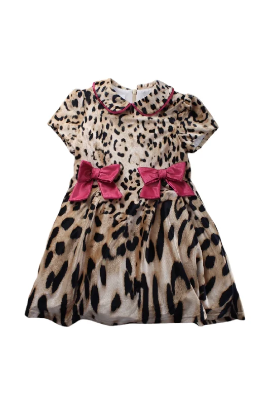 Flash Sales This Week Colorichiari Leopard Print Dress With Pink Bows 2T