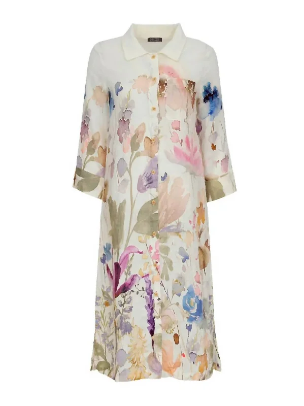 Women's Fashion Clothing Women's Whimsique Linen Shirt Dress In Multi