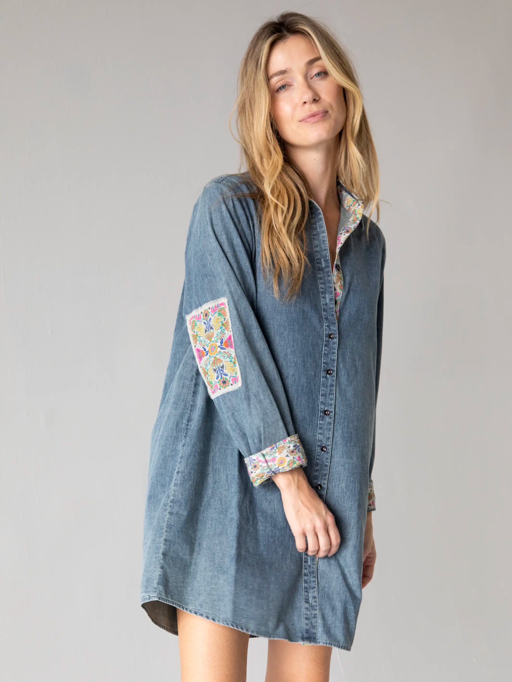 Fashion Forward Outfits Rocky Cotton Shirt Dress - Denim