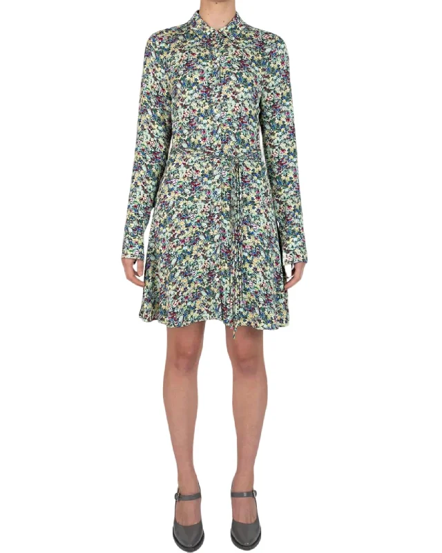 Bold Prints Casual Chic Angie Long Sleeve Shirt Dress In Teal Multi