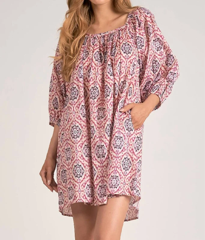 Timeless Elegance Redefined Ikat Print Dress In Lavender