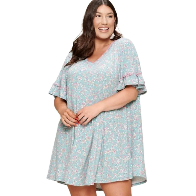 Trendy Boutique Online Plus Size Spring Floral Printed Lovely Swing Dress