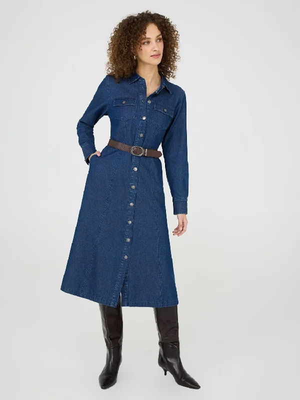 Fashion For Every Occasion Denim Midi Shirt Dress