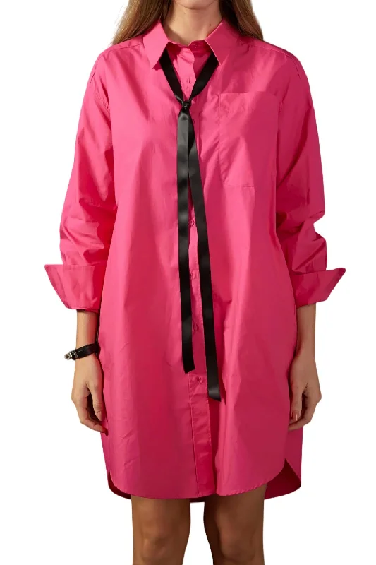Flash Discount Carole Classic Collared Shirt Dress In Fuchsia