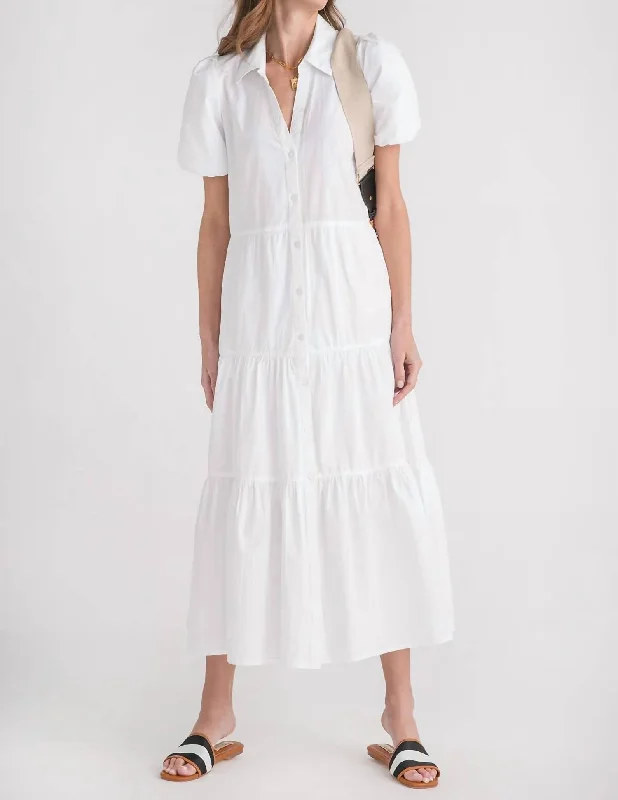 Find Your Unique Flair Tiered Shirt Dress In White