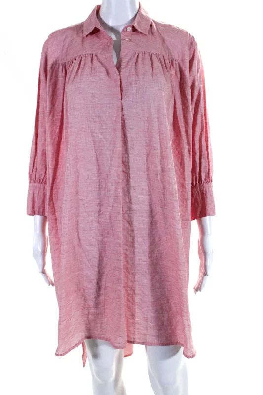 The Latest Trends Heather Harlan Womens Smock Side Split Oversize Shirt Dress Pink