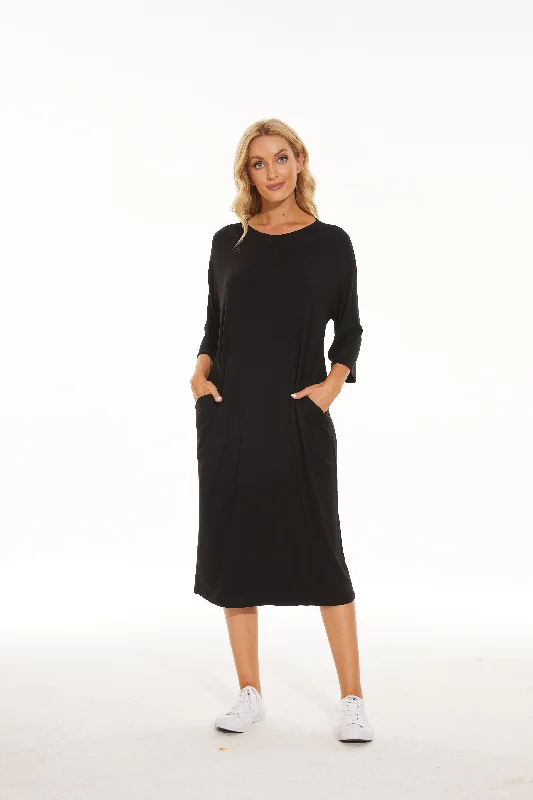 Limited Time Offers MM EVERYTHING TSHIRT DRESS - BLACK V NECK