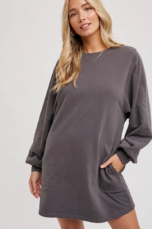Athleisure Wear Charcoal Ultra Soft Sweatshirt Dress