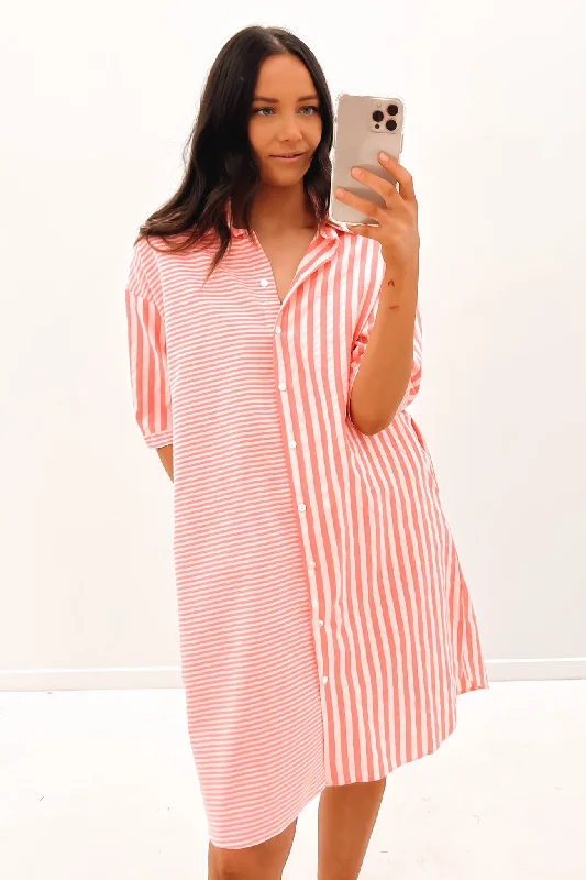 Insane Discount Onslaught Lennox Shirt Dress Coral Stripe