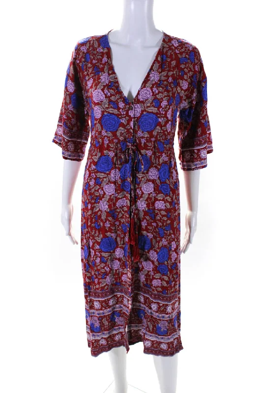 Exclusive Discount Arnhem Womens Floral Print Half Sleeve Button Down Midi Shirt Dress Red Exclusive Discount Arnhem Womens Floral Print Half Sleeve Button Down Midi Shirt Dress Red