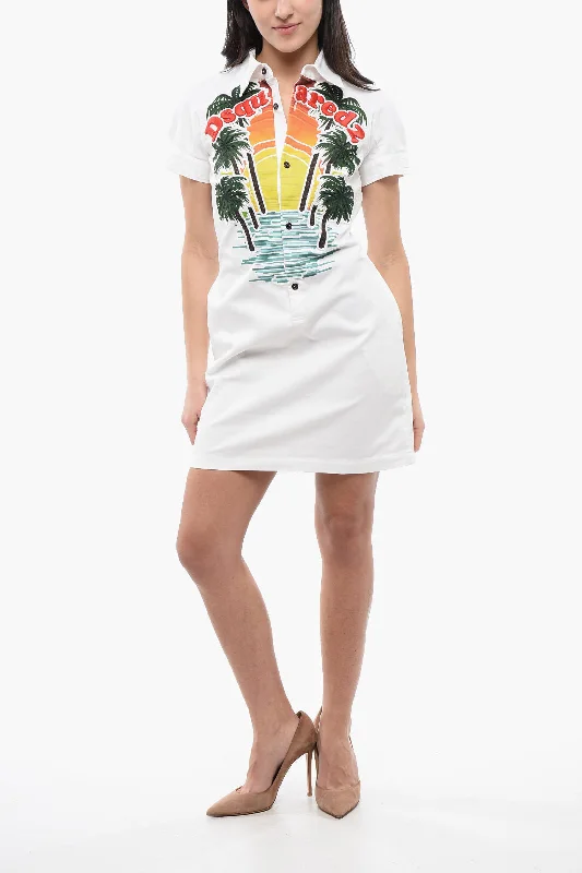 Hot Picks Dsquared2 Denim Sunset Shirt Dress With Embroidery