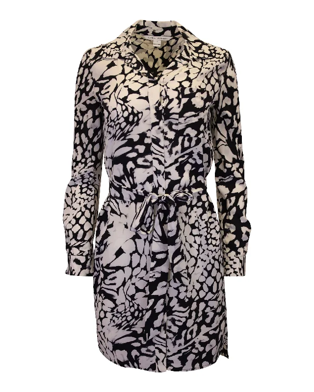 Chic Outfits Diane Von Furstenberg Prita Printed Shirt Dress in White Silk