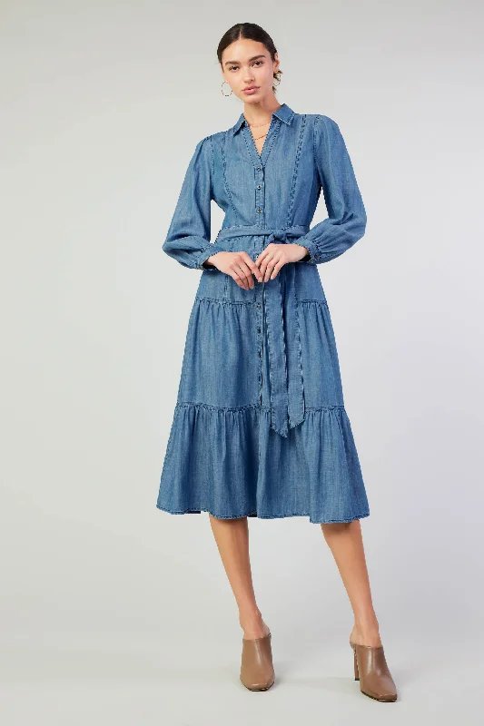 Limited Stock, Big Sale Belted Collar Shirt Dress